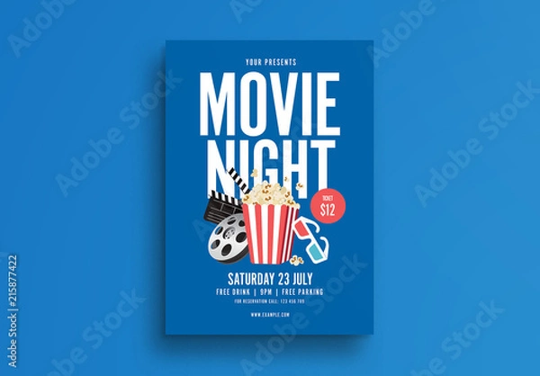 Obraz Movie Night Flyer Layout
