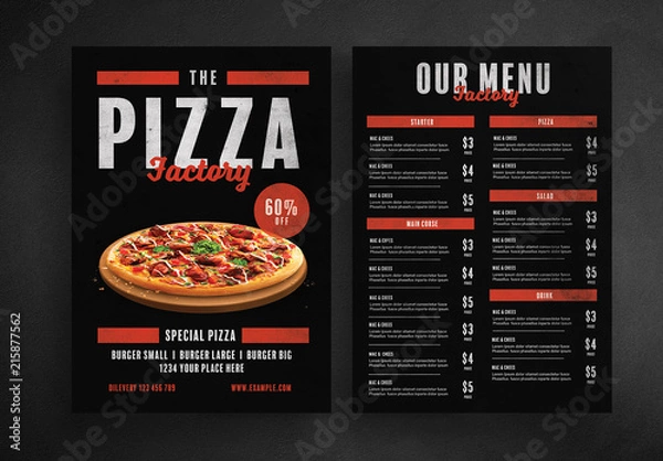 Fototapeta Pizza Menu Layout