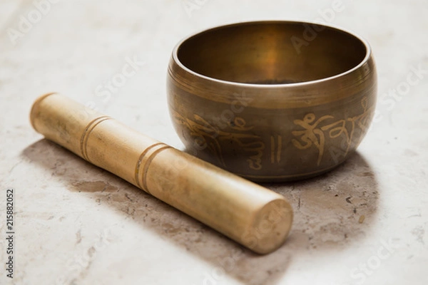 Obraz Tibetan singing bowl over a marble surface
