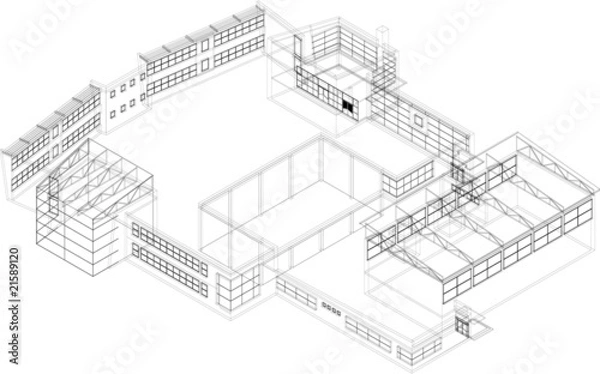 Obraz Lines in 3D - building