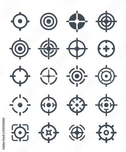 Fototapeta Black target icons on the white background.