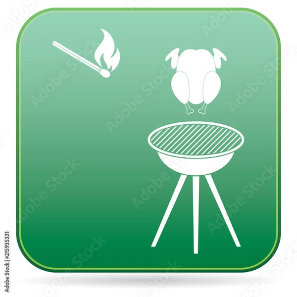 Obraz barbecue grill with chicken icon