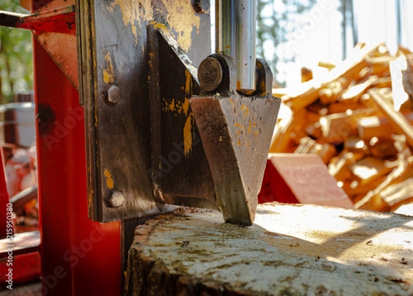 Obraz Hydraulic wood splitter closeup