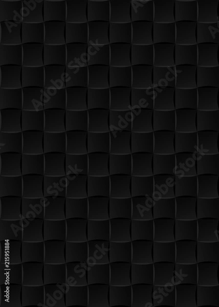 Fototapeta Black Ceramic Tiles Seamless Texture. Abstract Vector Background