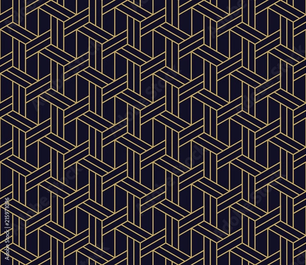 Fototapeta Abstract geometric   golden graphic design pattern. Vector seamless  geometric cubes pattern.