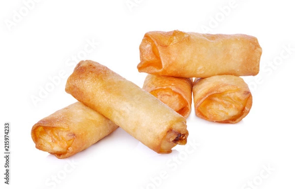 Fototapeta spring rolls on white background