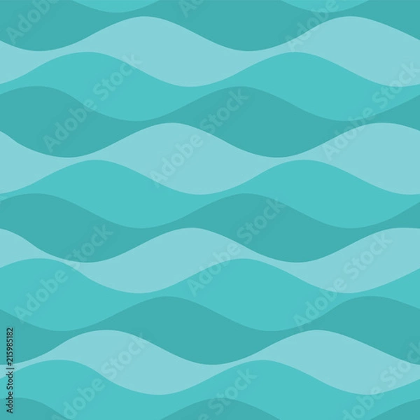 Fototapeta Vector Teal Waves Seamless Pattern Background