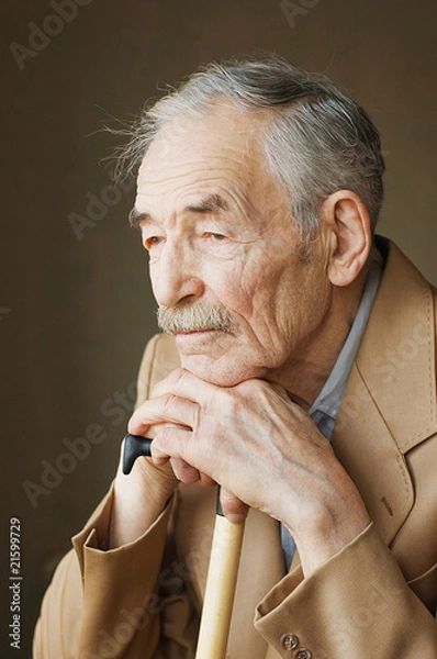 Fototapeta Old man with moustaches in a jacket