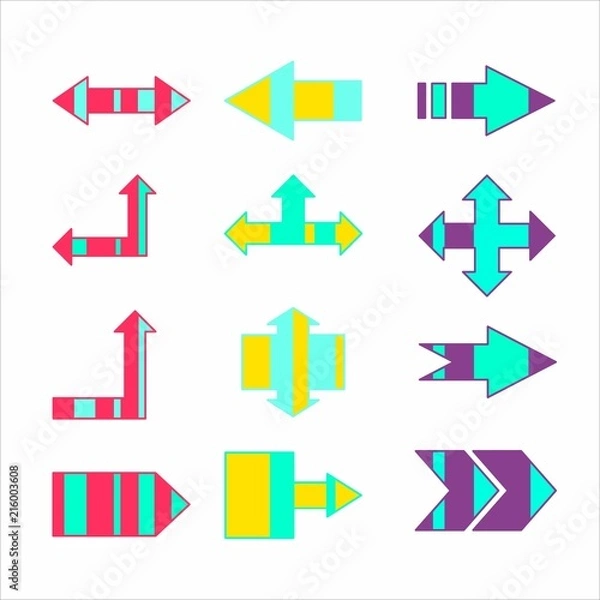 Obraz colored striped creative vector arrows indicating directions