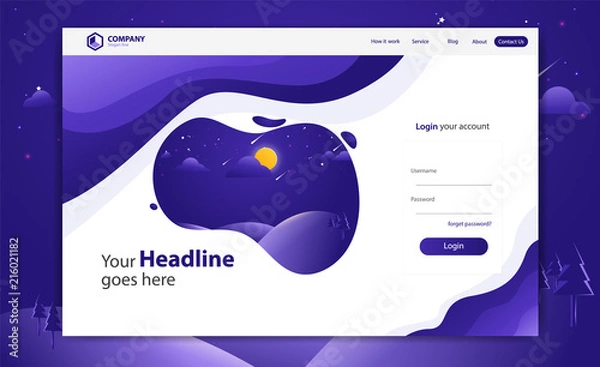 Obraz Login Form Landing Page Website Vector Template Design