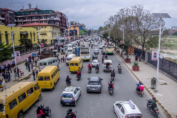 Obraz Kathmandu,Nepal 04.12.2018 Street traffic in the city of Kathmandu.