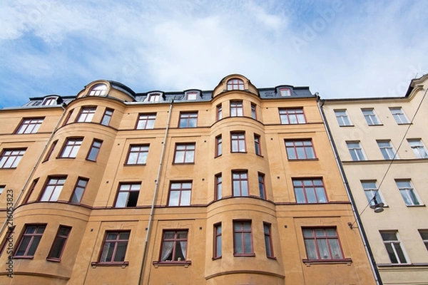 Obraz Vasastan typical century old buildings in yellow roughcast