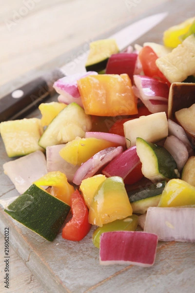 Obraz preparing diced vegetables