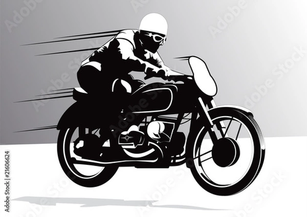 Obraz Biker on Motorcycle vector background