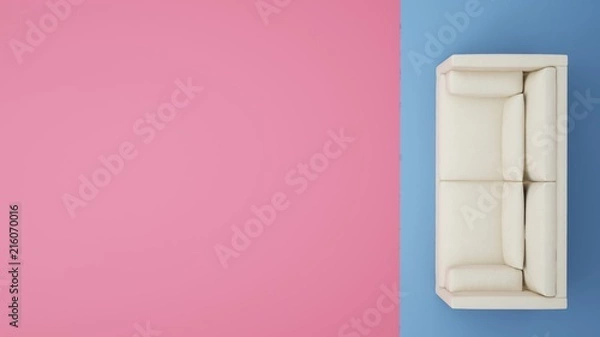 Fototapeta Graphic sofa top view background- artwork empty space for add message 3d rendering 