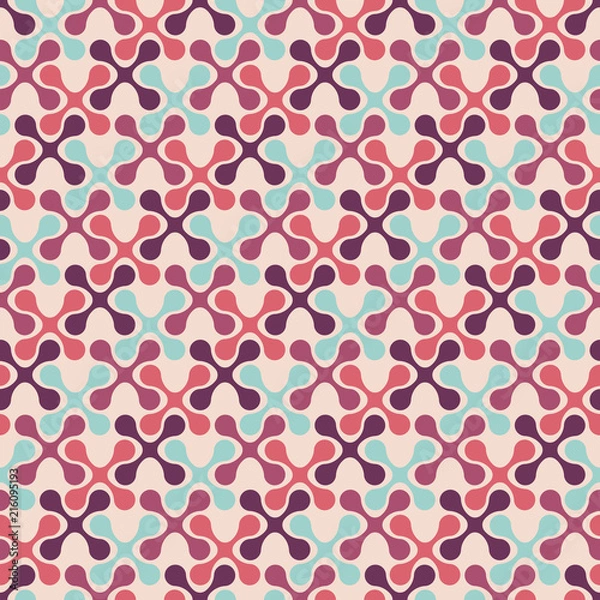 Fototapeta Abstract seamless pattern of symmetric geometric shapes.