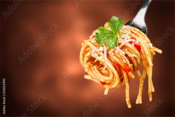 Fototapeta Widelec z tylko spaghetti dookoła