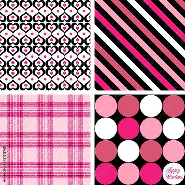 Fototapeta Four Valentine Patterns