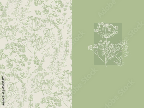 Obraz Elegant classic herbal seamless pattern