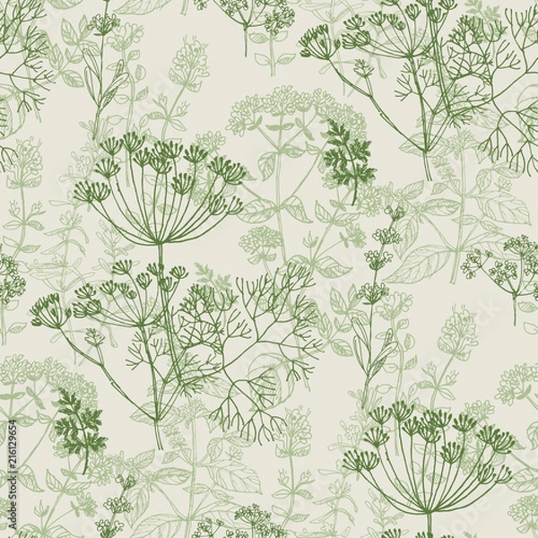Obraz Elegant classic herbal seamless pattern