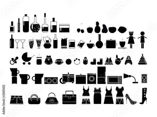 Obraz Different black silhouettes