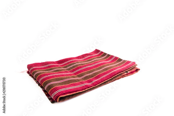 Fototapeta Folded thai style loofah with transverse pattern isolated