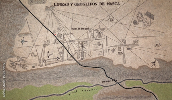 Obraz Mapa linii i geoglifów Nazca