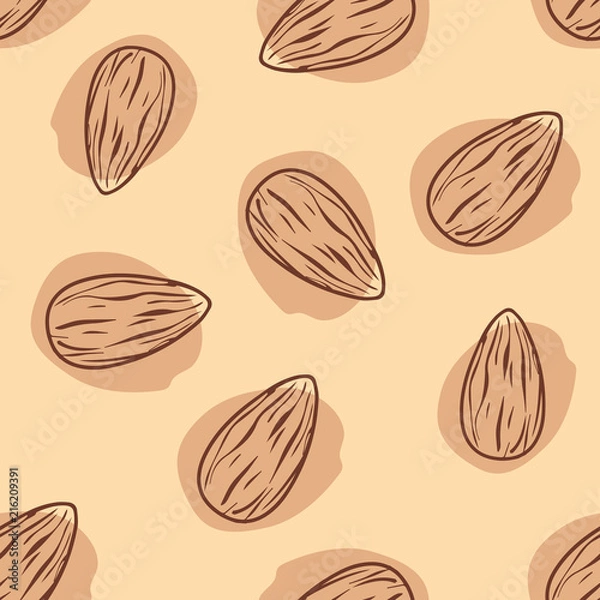 Obraz Almond hand drawn seamless pattern.