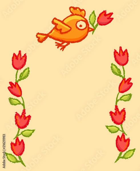 Fototapeta Cute little birds frame