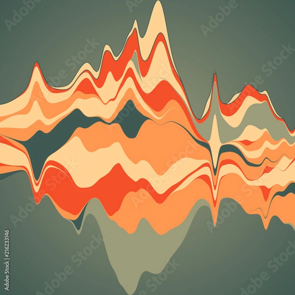 Fototapeta Big data visualization. Streamgraph. Futuristic infographic. Inf