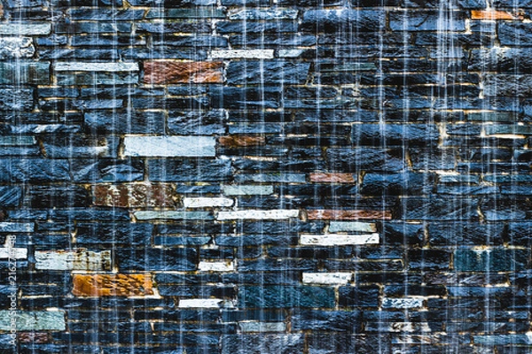 Fototapeta beautifull background  - waterfall in font of stonewall