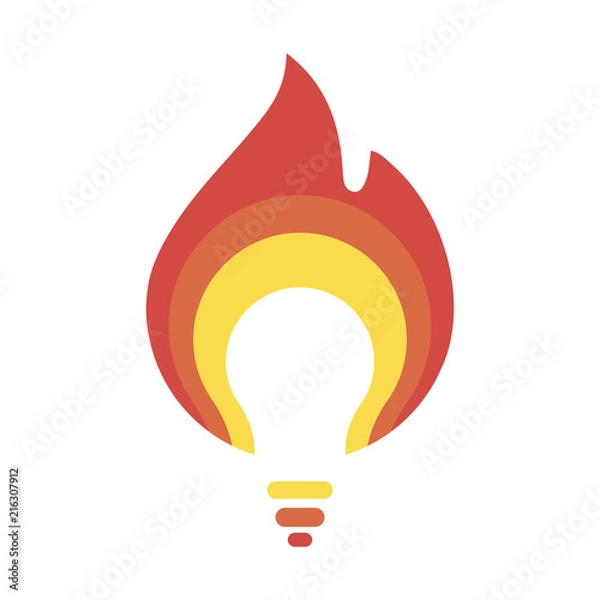 Obraz Lightbulb in fire vector icon. Bulb logo. New idea vector icon.