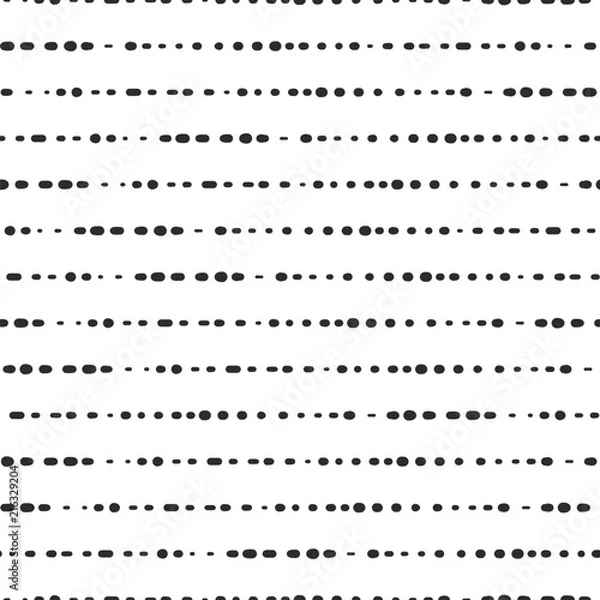 Fototapeta Dotted horizontal lines seamless vector background. Black dots on white background. Abstract pattern design. Abstract geometric lines background. Doodle backdrop. Web backgrounds, fabric, paper