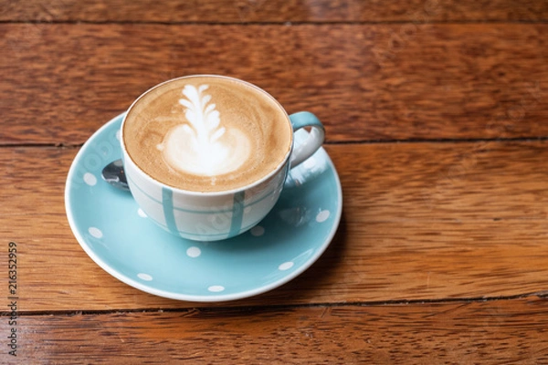 Fototapeta latte coffee on wood