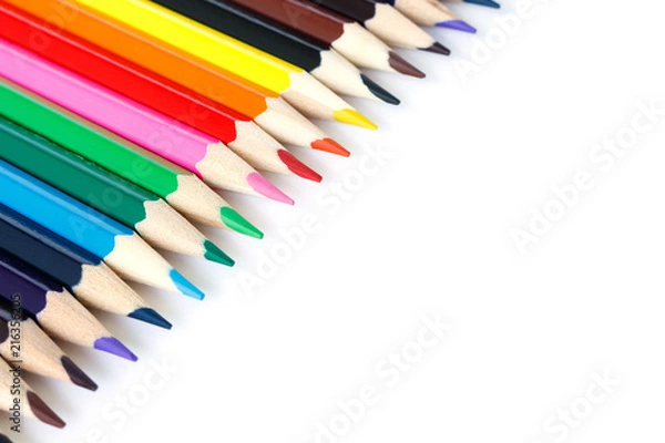 Fototapeta colored pencils drawing multicolored on white background