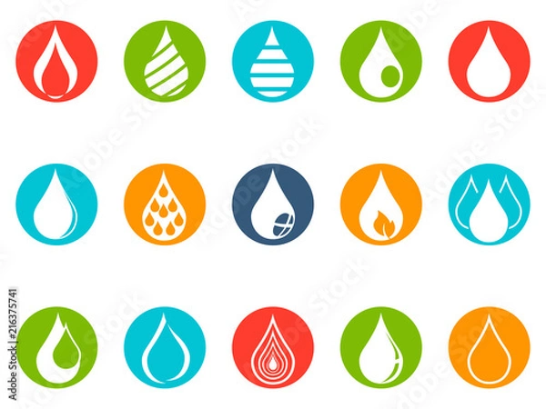 Fototapeta isolated drop round button icons set from white background
