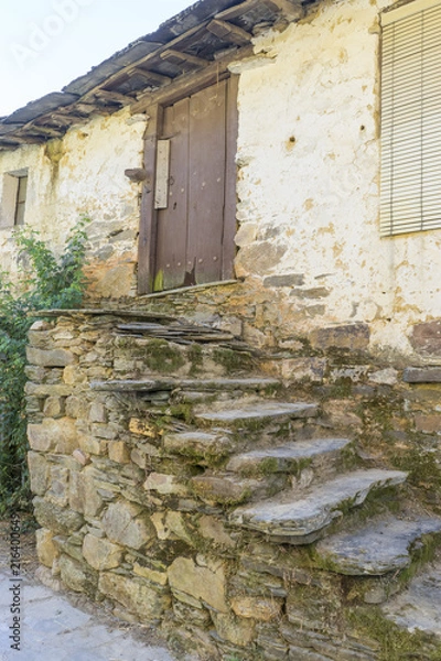 Fototapeta reconstruction of old stone houses for repopulation of ancient villages in the province of Zamora in Spain
