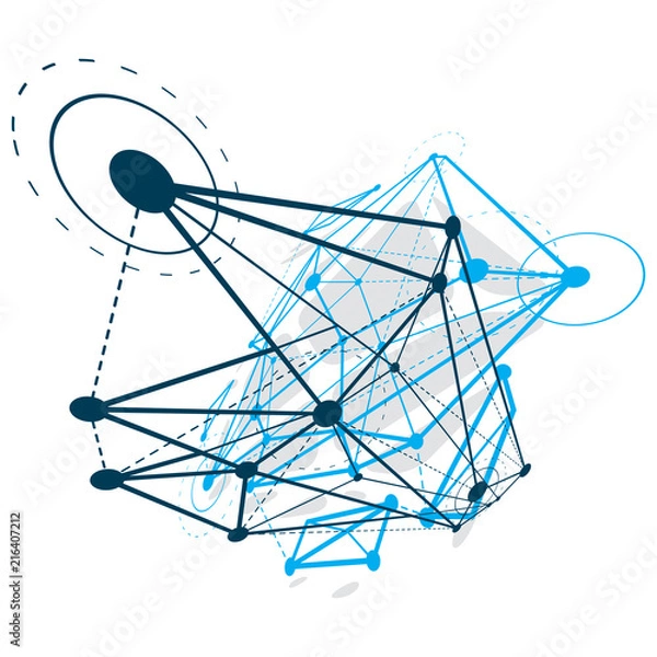 Fototapeta Abstract vector construction, dimensional low poly design background. Innovation technologies abstract illustration.