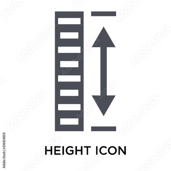 Obraz Height icon vector sign and symbol isolated on white background, Height logo concept