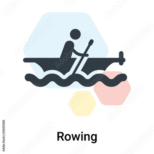 Fototapeta Rowing icon vector sign and symbol isolated on white background, Rowing logo concept