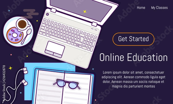 Obraz Flat design baner for online education