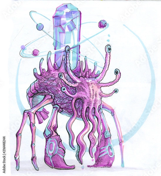 Obraz reasonable crab with a crystal on a back