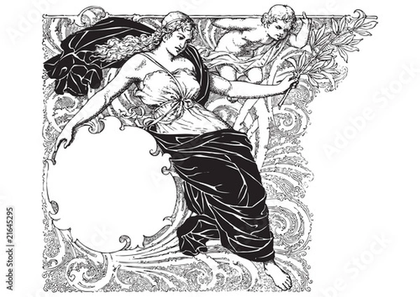 Obraz antique frame engraving (vector)