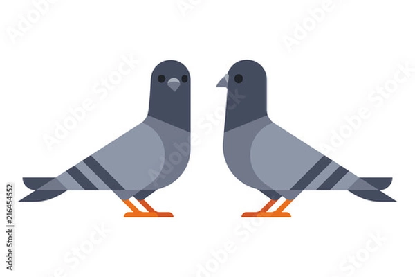 Obraz Two pigeons simple illustration