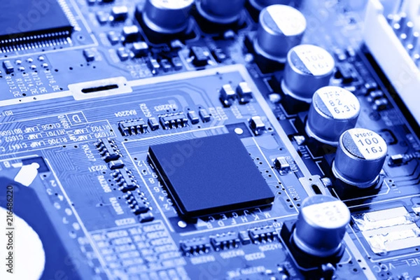 Fototapeta Electronic circuit board close up.