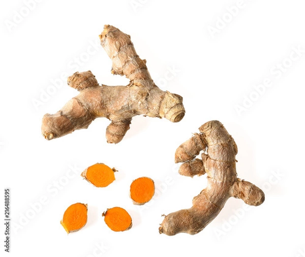 Obraz turmeric on white background