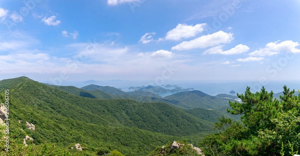 Obraz Beautiful landscape of Hallyeohaesang National Park view from Geumsan Mountain