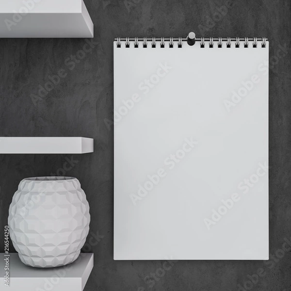 Fototapeta Blank design calendar template. 3D rendering