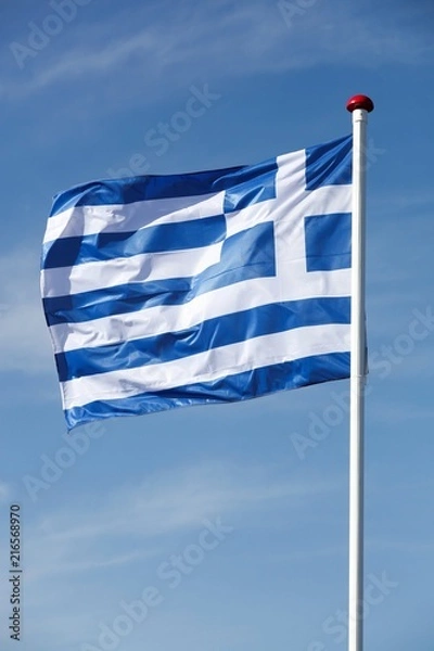Fototapeta Flag of Greece waving in the sky