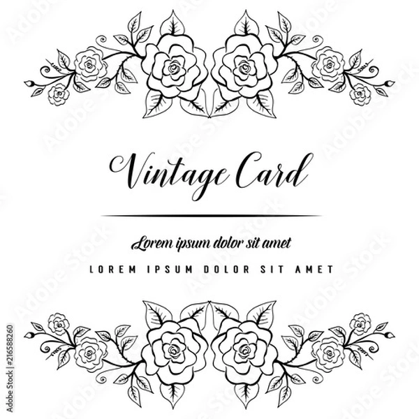 Obraz Vintage greeting card hand draw bloosom flower vector illustration
